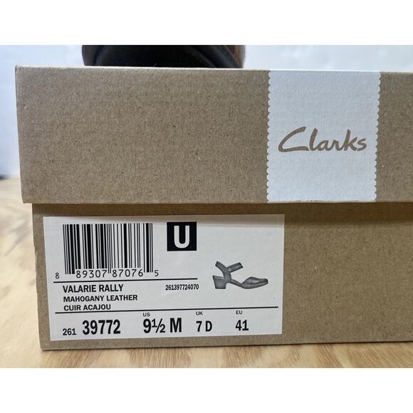 Clarks Valarie Rally Sandals Womens Sz 9.5M Brown Mahogany Block Heels Prairie - Picture 2 of 13